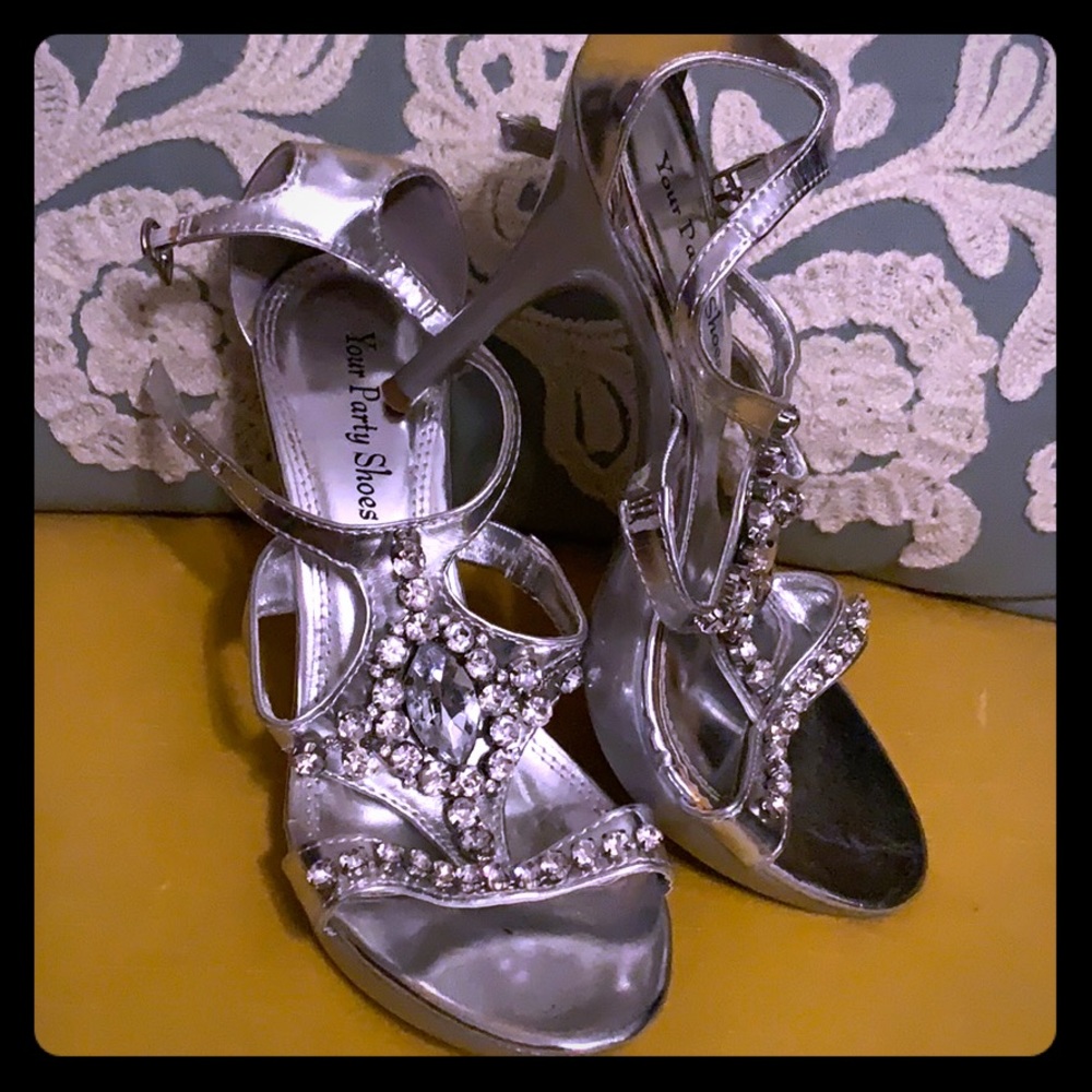 Silver Rhinestone High Heels